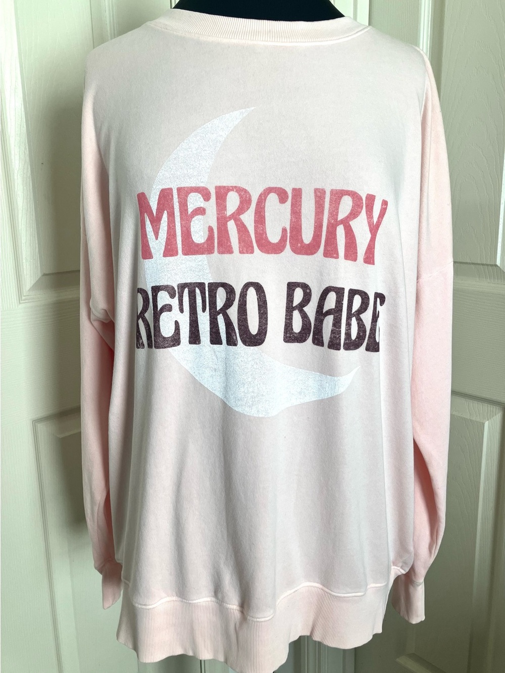 NWT Wildfox Mercury “Retrobabe” Roadtrip Oversized Sweatshirt Light Pink Sz. XS